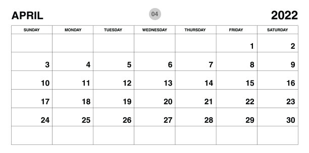 2022年4月年计划员模板-日历图片下载