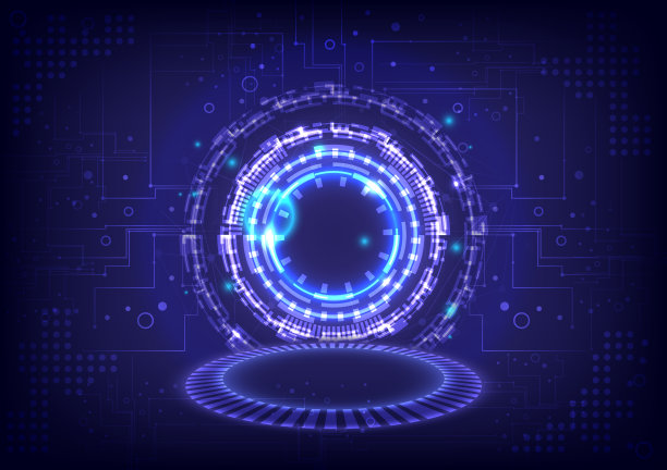 背景显示显示。传送门和全息影像科学的未来。科幻高科技在发光HUD投影仪。绕着讲台和舞台传送。GUI和UI虚拟现实。抽象的电路板图片下载