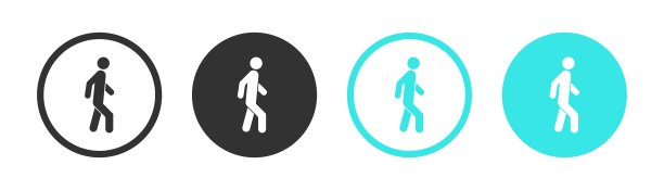 编辑人行走图标。创建修改人行走标志按钮。人走图标。向量。图片下载