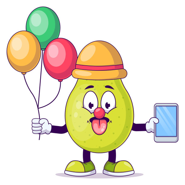 可爱的小丑梨卡通设计图片下载