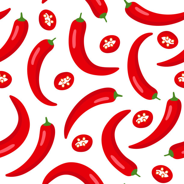 红辣椒在白底无缝图案图片下载