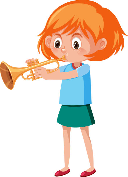 吹小号的可爱女孩图片下载