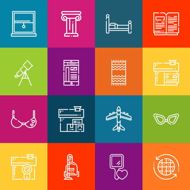 现代细线图标集合的视图元素。优质的轮廓符号集合。简单的单线象形文字包。描矢量标志概念的网页图形图片下载