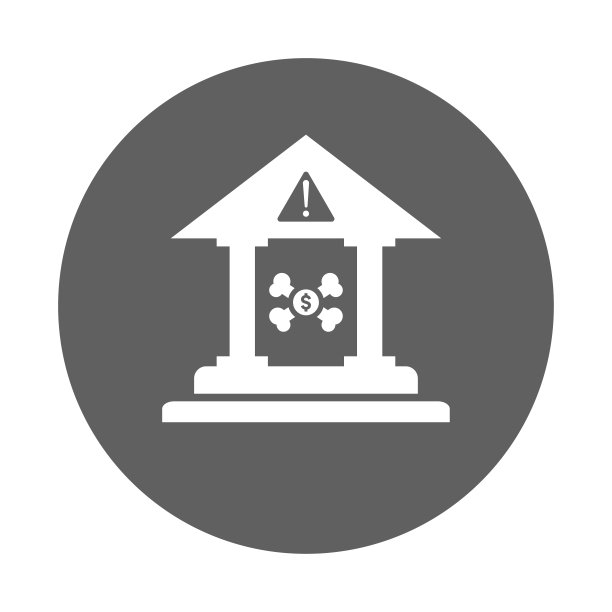 崩溃，破产，银行，危险的图标。灰色的矢量图形。图片下载