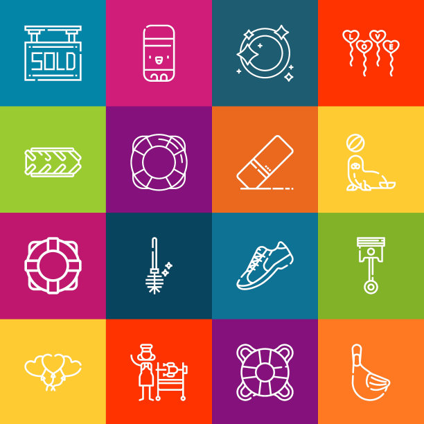 现代细线图标集橡胶元素。优质的轮廓符号集合。简单的单线象形文字包。描矢量标志概念的网页图形图片下载