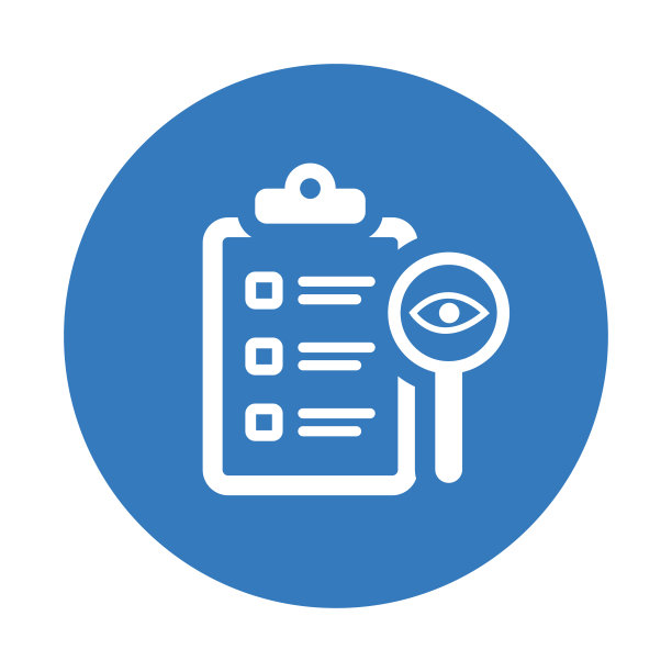 审计，眼睛，搜索，报告图标。蓝色的设计。图片下载