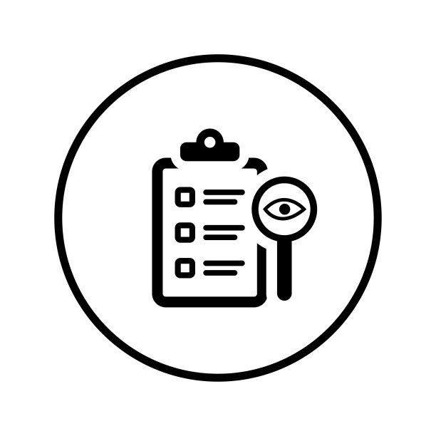 审计，眼睛，搜索，报告图标。黑色的矢量图形。图片下载