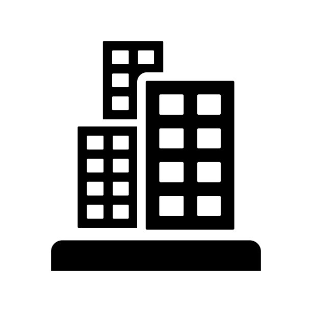 办公中心，公司建筑icon。黑色的矢量图形。图片下载