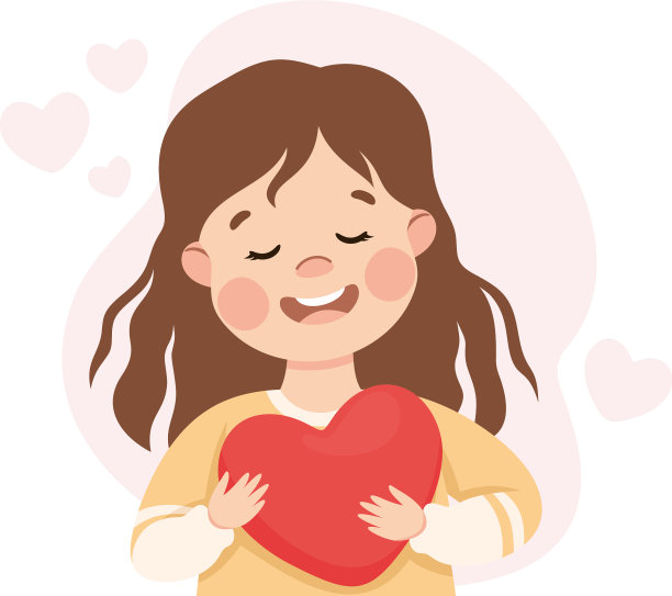 自爱带着小女孩捧着心羡慕图片下载