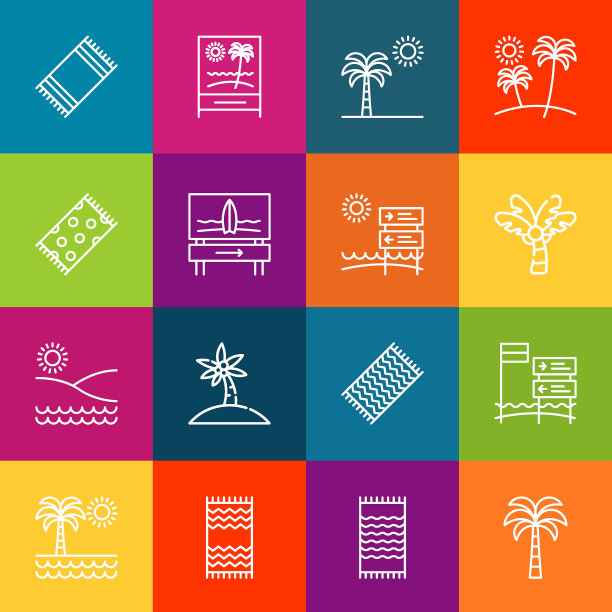 现代细线图标集天堂元素。优质的轮廓符号集合。简单的单线象形文字包。描矢量标志概念的网页图形图片下载