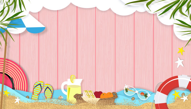 暑假背景与海滩度假度假图片下载