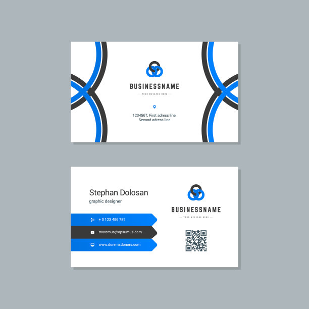 名片设计蓝黑色印刷图片下载