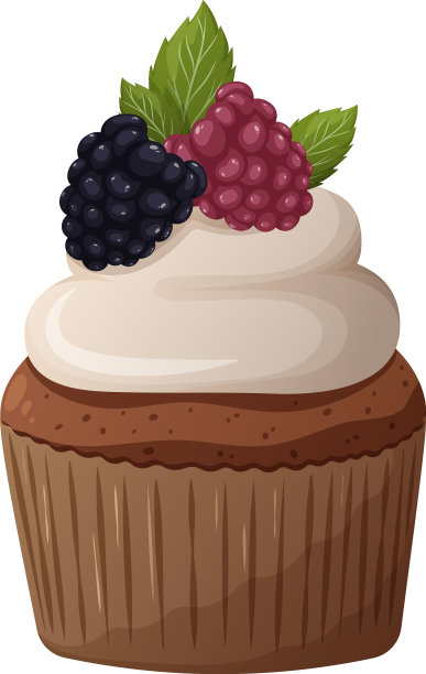 覆盆子、黑莓、薄荷蛋糕图片下载