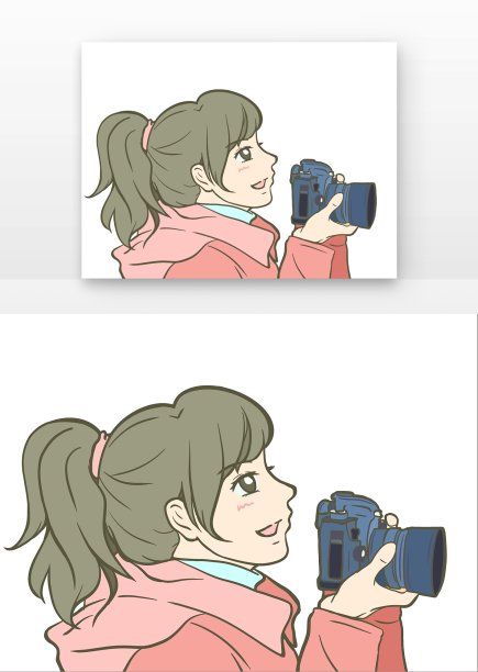 摄影日卡通女孩拍照图片下载