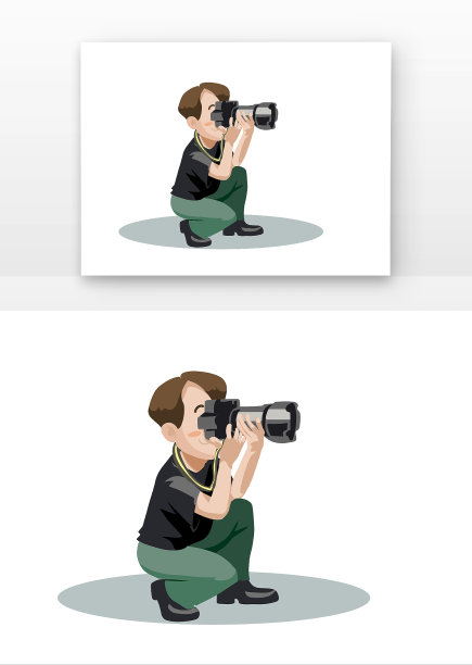 卡通可爱人物摄影日蹲着摄影图片下载