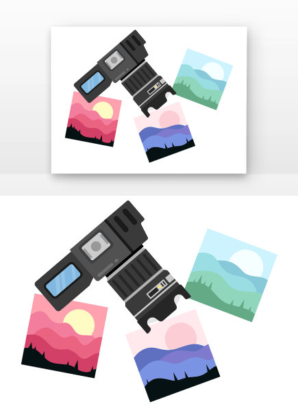 扁平矢量相机与照片图片下载