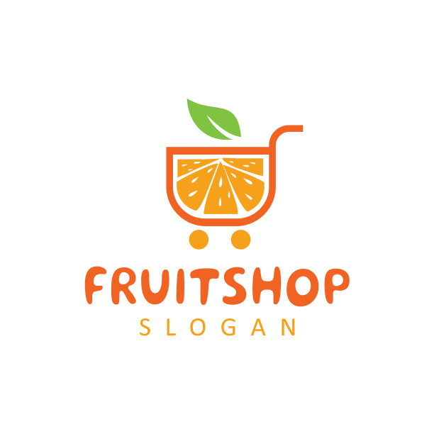 新鲜水果店橘色推车logo设计图片下载