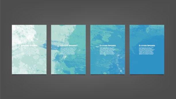 一套蓝色水彩背景的海报图片下载