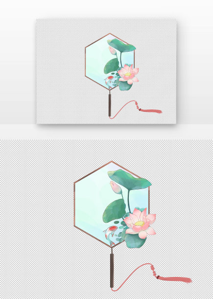 唯美创意古风水墨荷花扇子图片下载