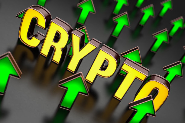 加密市场霓虹灯概念与绿色向上箭头图片下载