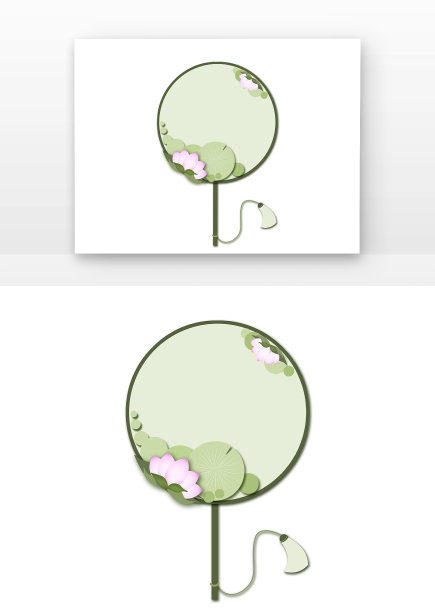 处暑唯美荷花水墨扇子图片下载