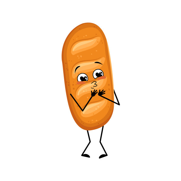 可爱的面包角色与爱的情感图片下载