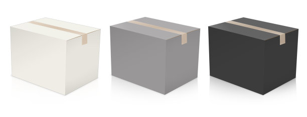 三个Shipping Box空白模板白色，灰色和黑色的演示布局和设计。图片下载