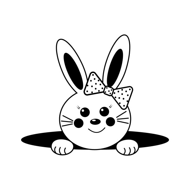 兔子从坑里望出去，颜色孤立图片下载