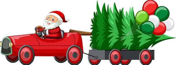 圣诞老人开车送圣诞礼物图片下载