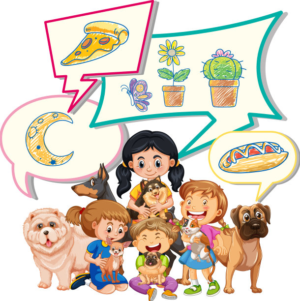 许多孩子和宠物都有语音泡泡图片下载