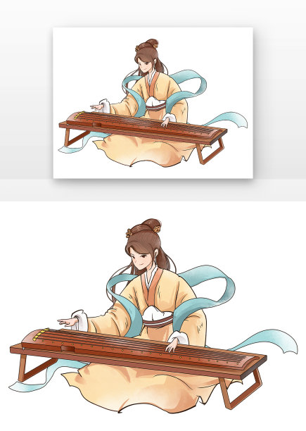 古风女孩弹古筝图片下载