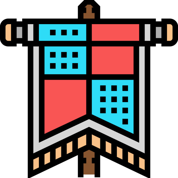 中世纪彩色旗帜图标图片下载