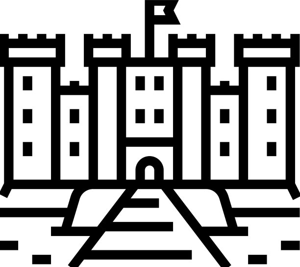 中世纪城堡建筑线性图标图片下载
