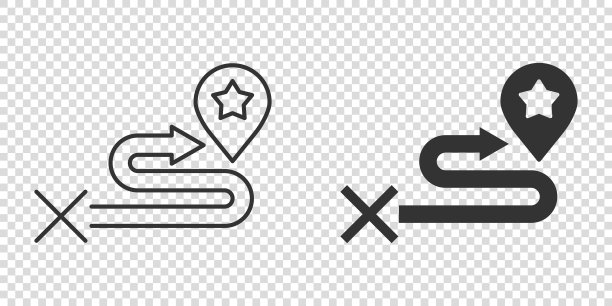 地图引脚图标在平坦风格的GPS导航上图片下载