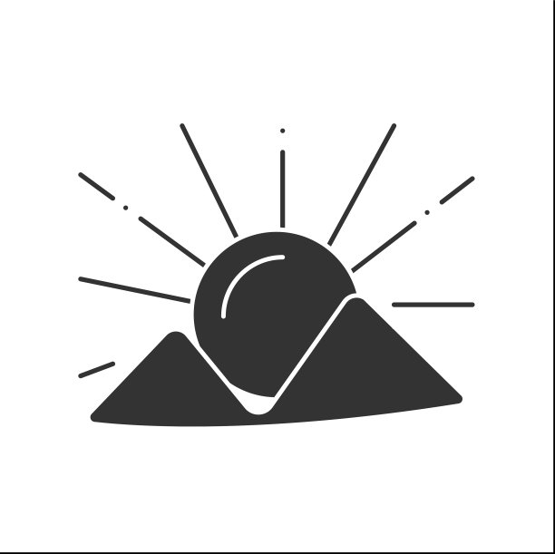 山日落字形图标图片下载