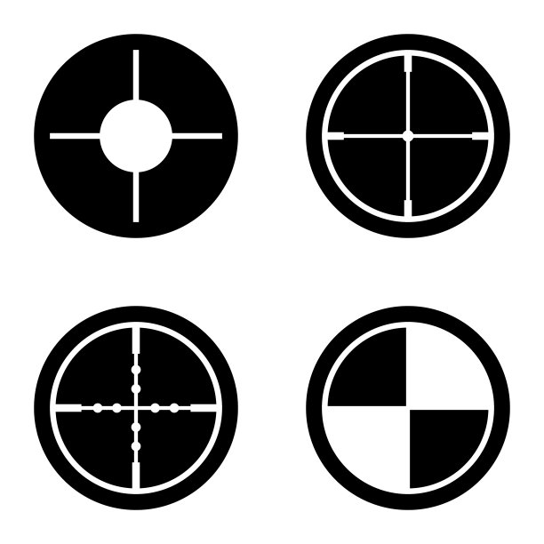 十字准星字形平面图标设置在白色孤立图片下载