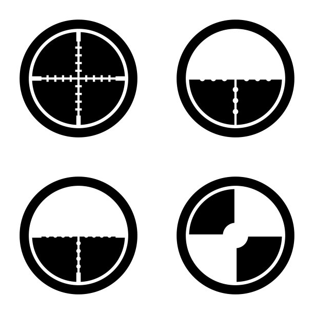 十字准星字形平面图标设置在白色孤立图片下载