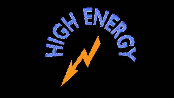 文字“高能”与闪光符号。3 d渲染。图片下载