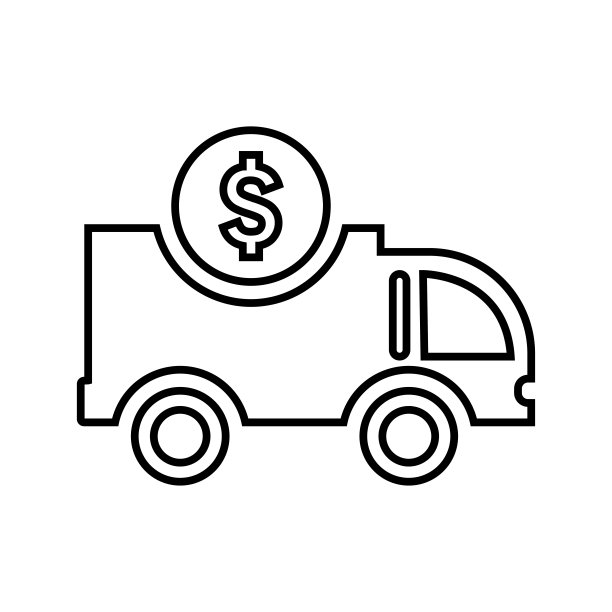 运输、送货、收集车轮廓图标。艺术线条矢量。图片下载