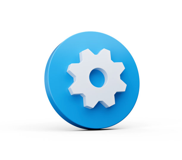 设置图标齿轮或齿轮3d孤立在白色背景。蓝色圆形网页设计通知图标3d插图图片下载