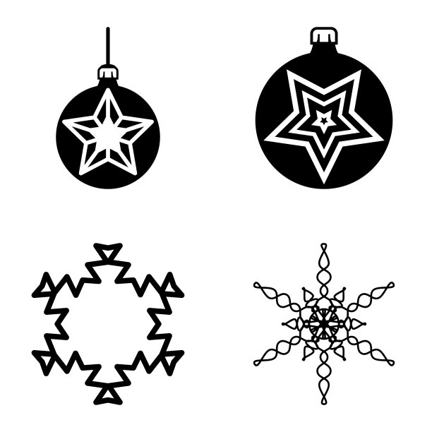 雪花平面图标设置在白色孤立图片下载