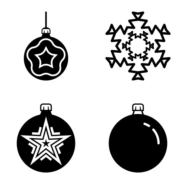 雪花平面图标设置在白色孤立图片下载