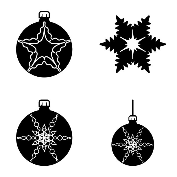 雪花平面图标设置在白色孤立图片下载