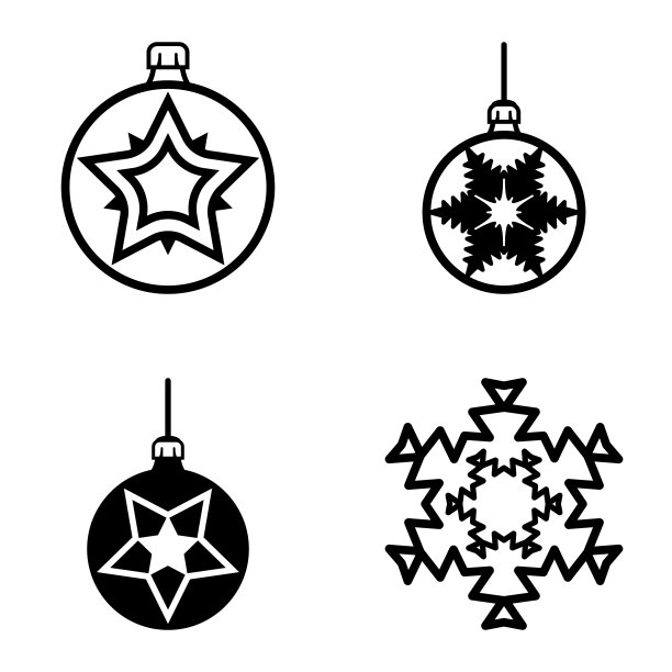 雪花平面图标设置在白色孤立图片下载