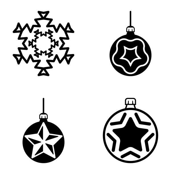 雪花平面图标设置在白色孤立图片下载