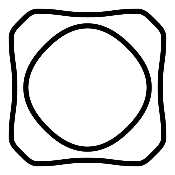 波浪方形圆形平面图标孤立在白色上图片下载