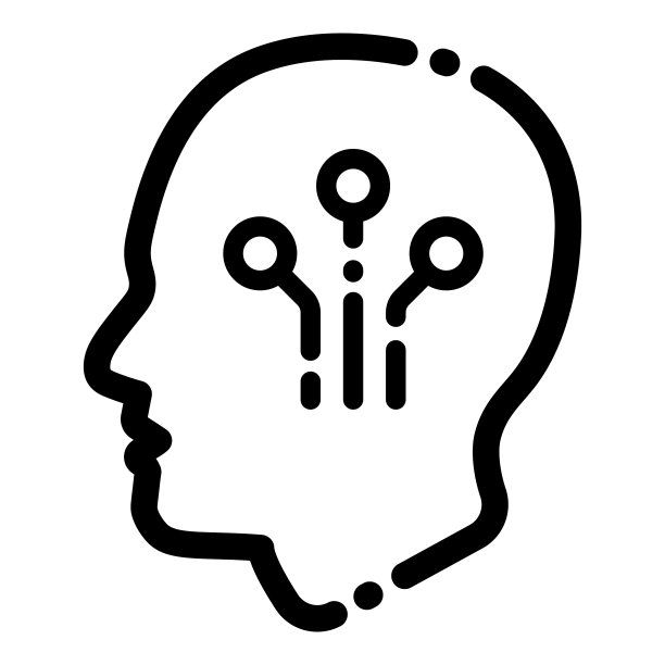 微电路在头部扁平图标隔离上图片下载