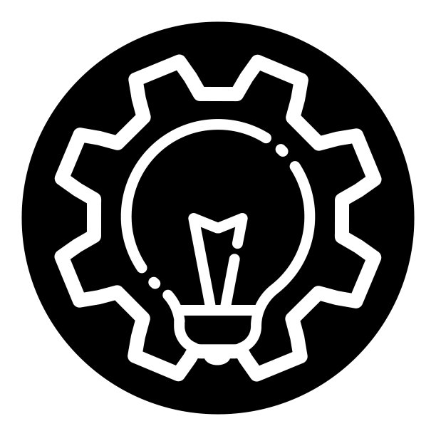 齿轮灯泡平字形平图标孤立在白色图片下载