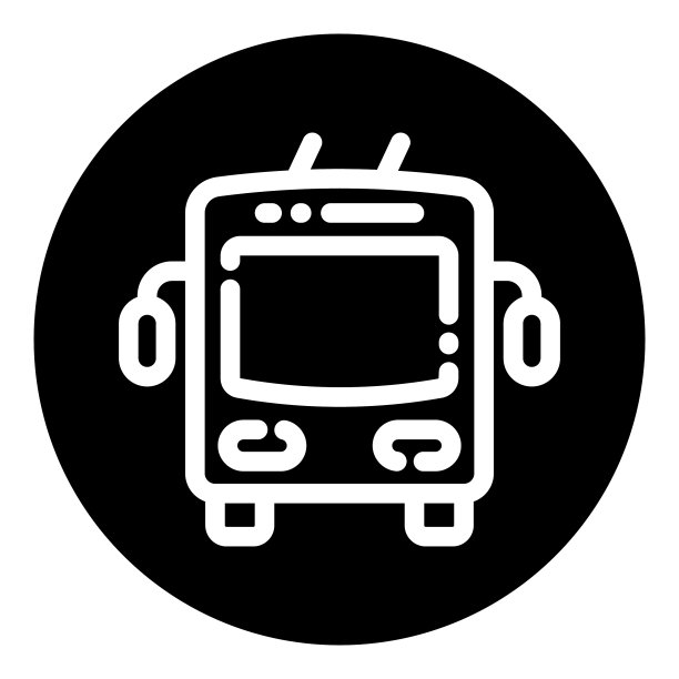 无轨电车轮廓扁平图标（白色背景）图片下载