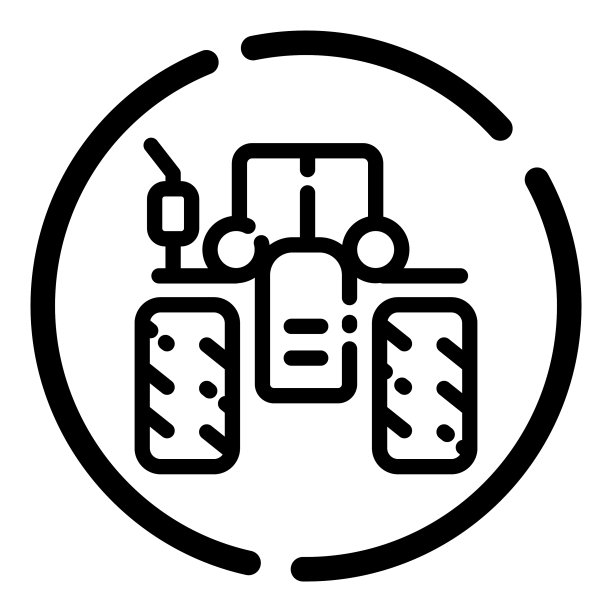 拖拉机圆形平面图标孤立在白色图片下载